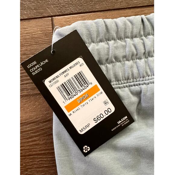 NWT Under Armour Rival Terry Flare Crop Pants Women S Harbor Blue - Picture 5 of 6